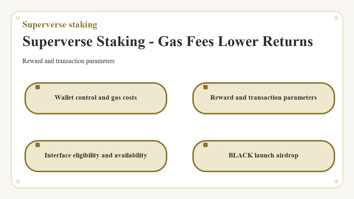 Superverse Staking - Gas Fees Lower Returns - topic outline