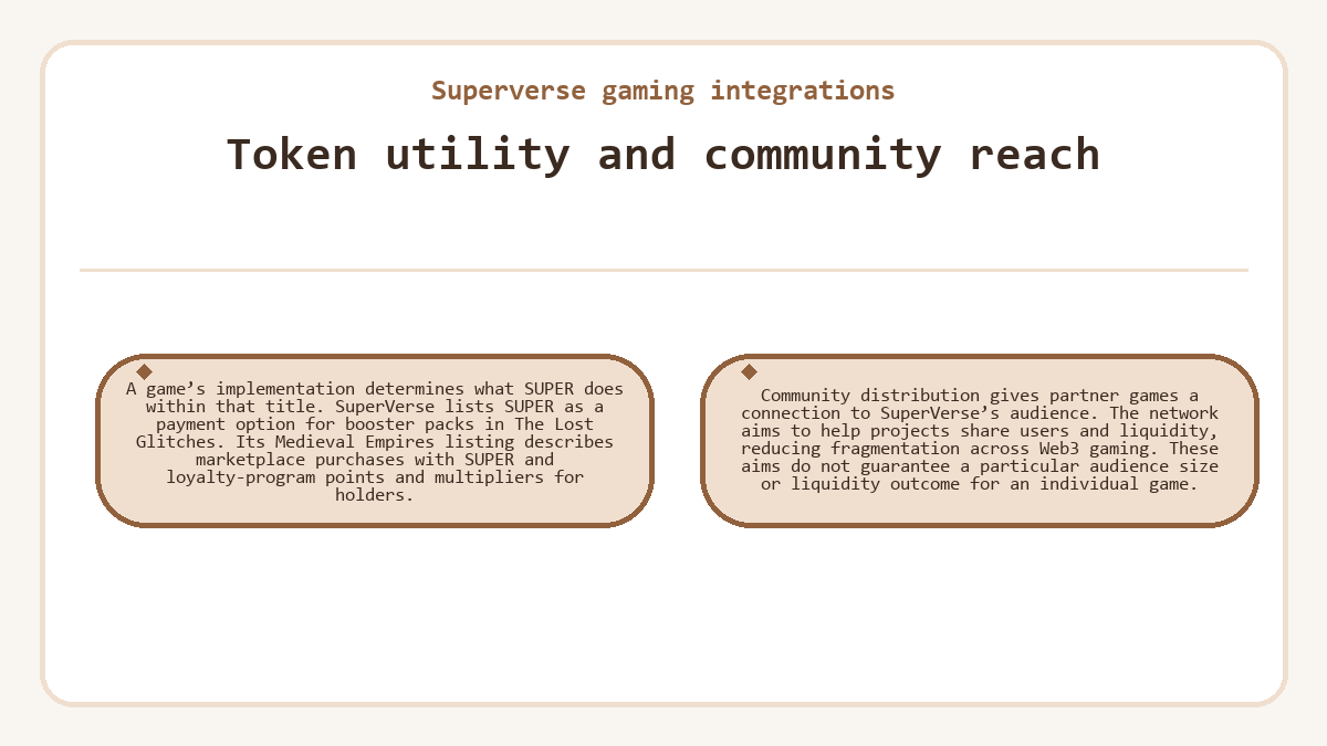 Superverse gaming integrations - Token utility and community reach - illustration